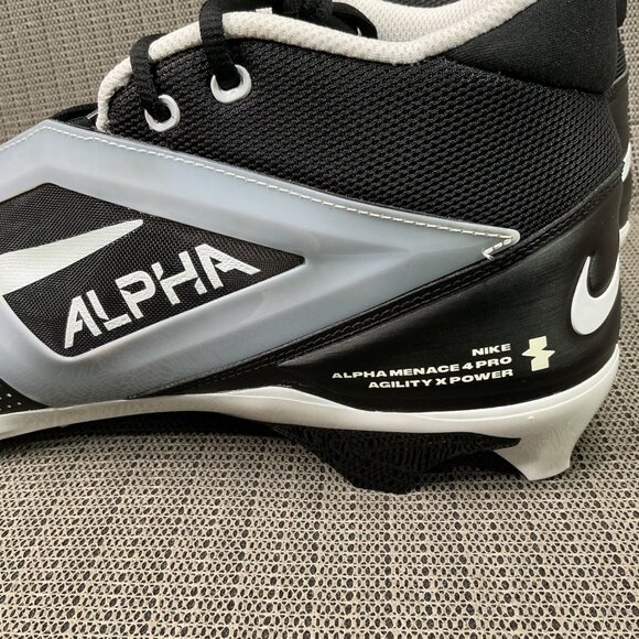 Nike Alpha Menace 4 Pro Agility X Power Mens Size 16 Black/White Football Cleats main image 6